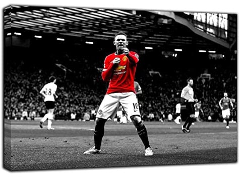 Kunstdruck auf gerahmter Leinwand, Motiv Fußball Wayne Rooney Celebrates, 102 x 76 cm, 38 mm tief