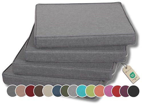 Gutekissen® Stuhlkissen Polsterauflage Auflage für Stühle/Bänke für Haus und Garten Sitzauflage Gartenkissen Sitzkissen viele Farben FK5 (60x60, Grau, 4)