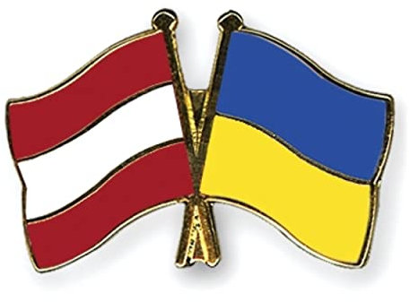 Freundschaftspin pins Österreich-Ukraine Flagge Fahne Anstecker Button Metall NEU Anstecknadel