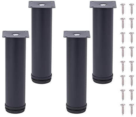 NAKUPENDA 4 Stück Möbelfüße Metall Verstellbar Möbelfüße Edelstahl Tischbeine Schrankfüße Möbel Füße für Schreibtisch Sofa Schrank (20cm Höhe,Schwarz)