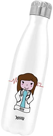 Borraccia Termica Bottiglia Termica Acciaio Inox 500ml Bottiglia Termica Made in Italy Ecologica Thermos 24 Ore Freddo & 12 h Caldo - Personalizzata con nome - Medico Donna