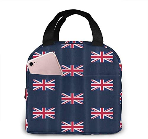 XVBCDFG Tragbare Lunch-Tragetasche, niedliche britische Flagge, Union Jack, Lunch-Tasche, isolierte Kühltasche, Lunchbox, Handtasche für Frauen
