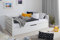 TiCAA Sofabett Naomi inkl. Ausziehbett, 120x200, Weiß