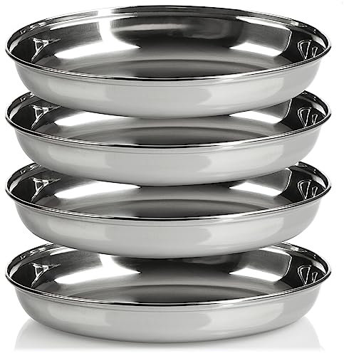 com-four® 4x ovale Schale - Serviergeschirr aus Metall für Mezze oder Antipasti - Schalen als Ablage - Glänzende Dekoschale zum Präsentieren von Obst und Snacks (4x 26 cm)