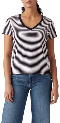 Levi's Vneck Camiseta, Indigo Stripe Navy B, L Mujeres