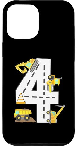 Hülle für iPhone 15 Pro Max 4. Bau Geburtstag Party Bagger Jungen 4 Jahre alt