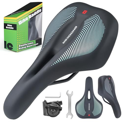 ZCYLPT Comfortable Gel Bike Saddle, Soft Breathable Bicycle Seat Cushion with Shock-Absorbing & Ergonomics Design, Wide Comfort Bike Seat for MTB, Road, City, Exercise Bikes for Men and Women