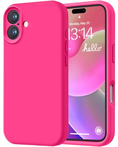 LOVE 3000 Designed for iPhone 16 Case, Premium Silicone with [Soft Anti-Scratch Microfiber Lining] Shockproof Protective Phone Case for Lanyard 6.1, Hot Pink
