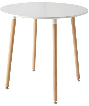 DEYARNA HOME Moderner Esstisch, Nordic Style Küchentisch für Esszimmer, Wohnzimmer, Büro, Balkon, Runder Tisch für 2-4 Personen (Weiß (unterbrechen), 80cm*80cm*75cm)