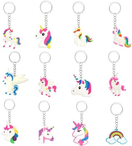 WahYikHo 12 Unicorn Keychains, Schlüsselanhänger für Schultasche