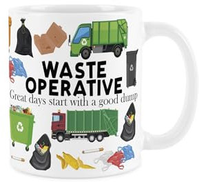 Waste Operative Mug - Humorous Bin Man Worker Funny Novelty Gift - Tea/Coffee Hot Drinks White Ceramic Cup Present