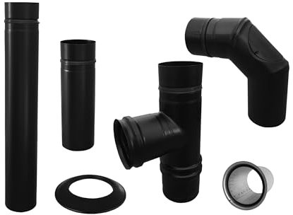 FIREFIX RES80/SET Pelletofenrohr, 80 mm, Edelstahl schwarz, Set (6-teilig)