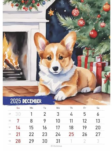 Corgi Wandkalender - Entzückender Corgi-Kalender 2025 | Effizientes Planmanagement Niedlicher Corgi Jahresplaner | Hundekalender für Zuhause | Lustige Hunde Wandkalender