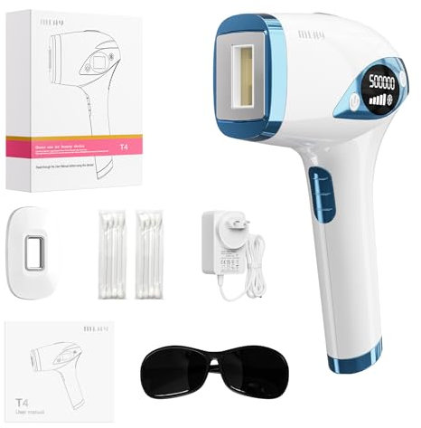 MLAY T4 Epilierer für Gesicht, Damen, IPL Epilierer mit Lichtimpulse, Laser-Epilierer mit Kühlung, 500.000 Lichter, 5 Stufen, elektrischer Epilierer, schmerzlos für den ganzen Körper