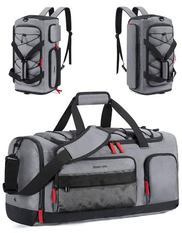 BAGSMART Sporttasche Damen und Herren, Sporttasche mit Schuhfach und Nassfach wasserdichte Gym Bag Reisetasche trainingstasche schwimmtasche für Fitness, Reisen, Outdoor-Aktivitäten, dunkelgrau
