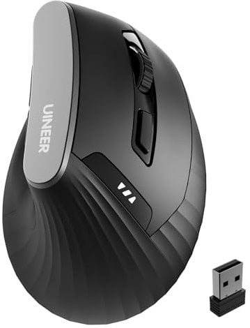 Vertikale maus kabellos, 2,4G ergonomische maus mit Akkuanzeige, 4 Stufen DPI, computermaus für Bequemlichkeit und Verringerung der Handgelenkspannung, Ideal für den Gebrauch zu Hause,Büro(Schwarz)