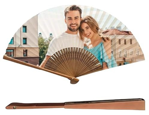 DGJSSK Personalized Custom Folding Fans with Custom Photo Fans Handheld Bamboo Folding Fan Decorative Hand Fans for Dancing Cosplay Wedding Party Props