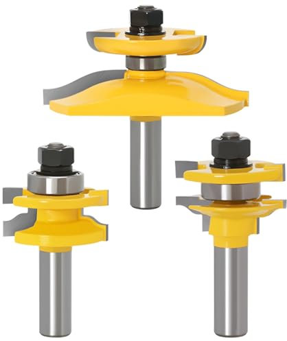 Shaker Door Router Bit Set, 3-Piece, Compatible With Shaker Cabinet Doors, 1/2-Inch Shank, Rust-Resistant Alloy Material For Router Use