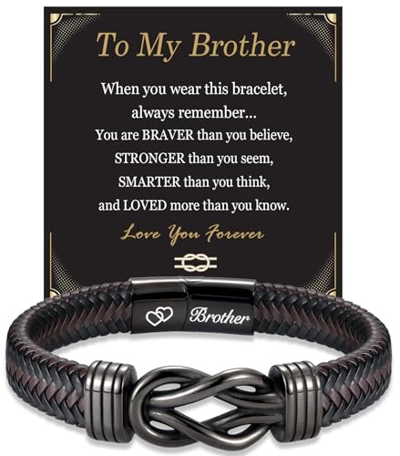 EPIRORA Birthday Gifts for Son Grandson Brother Dad Daddy Grandad Husband, Leather Bracelet Gifts for Boys Men Father's Day Christmas Valentines Day Bracelet Presents for Him