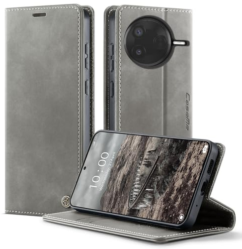 owlhold Handyhülle Xiaomi Poco F7 Pro hülle Poco 7 Ultra klapphülle Premium PU RFID Lederhülle Faltbare Handytasche Schutzhülle Kartenfach Standfunktion hülle Xiaomi Poco F7 Pro / F7 Ultra - Grau