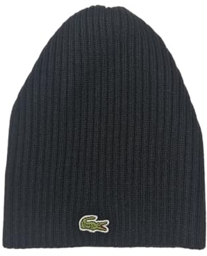 Lacoste RB3504 Bonnet côtelé pour homme Noir