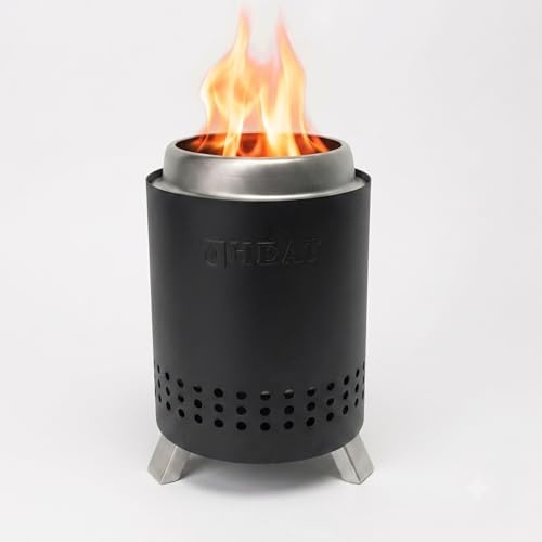 Heat Rokfri Rauchfreier Feuerkorb - Rauchfreie Feuerschale Klein - Tisch Feuerstelle - Fire Pit Outdoor - 15x15x21cm - Schwarz