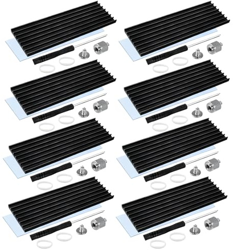 Schwarzer M2 SSD Kühlkörper 8 Stück Set SSD Kühler M2 Kühler SSD Kühlkörper Komplettset aus Aluminium mit Wärmeleitpad SSD Heatsink Kühlung für 2280 PCIE M2 SSD Halbleitergeräte Kühler Heatsink