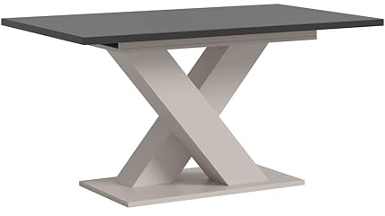 xonox.home – Esstisch Motion 150-190x76x90 cm in Grau und Kaschmir Nachbildung – Ausziehbarer Tisch mit X-Fußgestell – modern & elegant – perfekt für stilvolle Abende in der Küche oder im Esszimmer