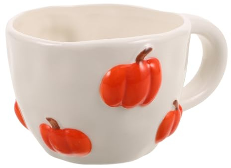 DOITOOL Taza de Café Creativa con Forma de Calabaza de Cerámica de 400 Ml, Fácil de Limpiar y Multipropósito para Desayuno Otoñal en Oficina