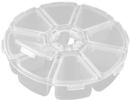 sourcing map Haushalt Plastik Runde Form 8 Fächer Perlen Container Aufbewahrungsbox klar de