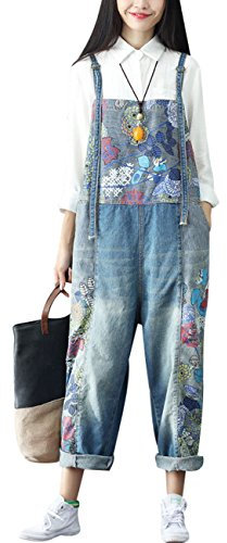 Youlee Donna Pantaloni Larghi Denim Salopette Tutine Pantaloni Style 2