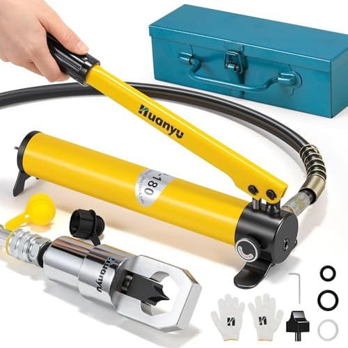 Huanyu JK-24F Hydraulic Nut Splitter Tool Heavy Duty Nut Cutter Separator Portable Cracker Force 10T Cutting Range M8-M24 Breaker for Rusty Hard-to-Remove Nuts (With CP-180 Hydraulic Pump Manual Pump)