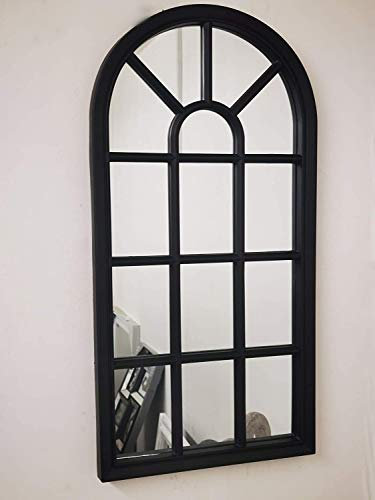 Homely 69cm Window Shape Designer Wall Mirror Beautiful Decoration Art Piece Gift (BLACK)