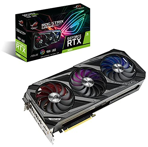 ASUS ROG Strix GeForce RTX 3080 10 GB Gaming Grafikkarte (Nvidia Ampere, PCIe 4.0, DLSS, Raytracing, GDDR6X Speicher, 2x HDMI 2.1, 3x DisplayPort 1.4a, ROG-Strix-RTX3080-10G-GAMING), One size
