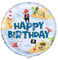 Unique 78427 Happy Birthday Piraten-Folienballon, rund, 1 Stück, mehrfarbig, Large