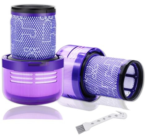 Chonphan Filtre de Remplacement V12 pour Dyson V12 Detect Slim Absolute Aspirateur, Filtre Hepa V12 Lavable avec Brosse de Nettoyage, Remplace # 971517-01 (2 Pièces)