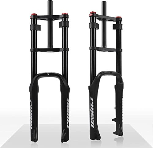 Fatbike-Gabel 20 Zoll MTB Fahrrad-Federgabel Federweg 110mm Luftgabel 28,6Mm Gerade Doppelt Geschultert Vorderradgabel Zugstufe Einstellbar Für 4,0 Reifen Schnee Strand E-Bike ( Color : Black , Size