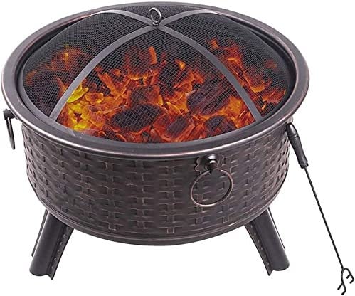 Garten-Feuerstelle Grillschale Grill Grillregal Feuerstellen für Garten Feuerstellen im Freien Stahl-Feuerschale mit Grill & Abdeckung & Schürhaken Camping-Feuerstelle BBQ Brazier Holzkohle-Terra