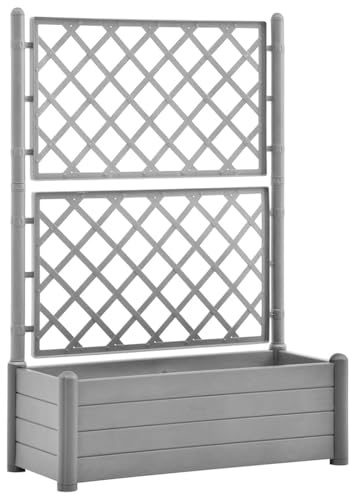 vidaXL Garden Planter with Trellis 100x43x142 cm PP Stone Grey