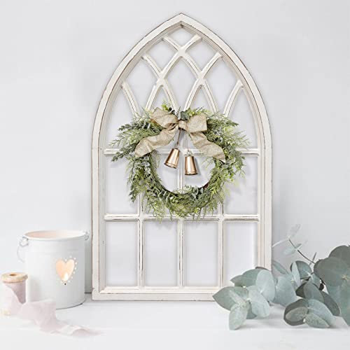 Sintosin Marco de Ventana Abovedado Decorativo Blanco Grande 50 x 80 cm Madera Decoración Vintage Casa de Campo Catedral para Casa o al Aire Libre