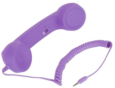 Handyhörer, 3,5-mm-kabelgebundener Retro-Telefonhörer mit USB-C-Adapter, Strahlungssicherer Vintage-Telefonhörer für Smartphones (PURPLE)