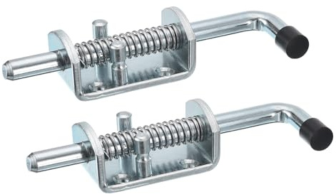 sourcing map Barrel Bolt Latch, 2Pcs 12x165mm - Carbon Steel Galvanized Spring Loaded Gate Latch Pin, Sliding Door Lock for Trailer Doors Cabinets Chests Tailgate (Silver)