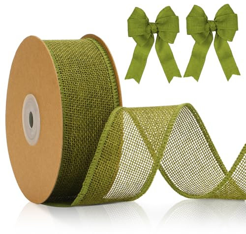 jijAcraft 4cm Juteband mit Draht Salbeigrün: Geschenkband für Schleifen 10M Schleifenband zum Basteln Jute Dekoband für Kranz Geschenk