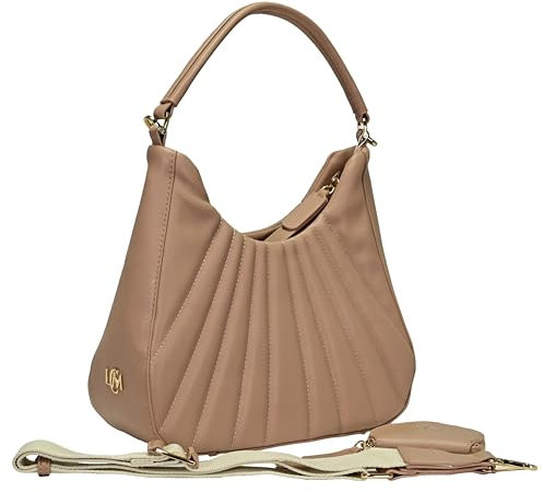 L.CREDI Damen Hobo Bag/Schultertasche MELODY Rosa (blush) Kunstleder - vegan, Größe:-, Farbauswahl:rose/pink