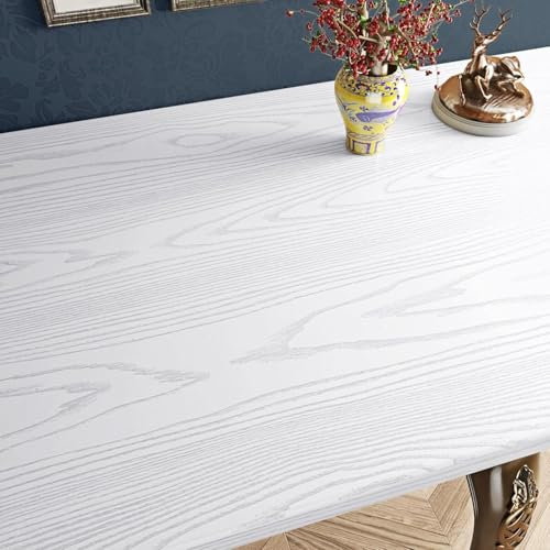 FunStick 60CM×5M Carta da Parati Adesiva Muro Bianca Carta da Parati Adesiva Effetto Legno Bianco Carta Adesiva per Mobili Camera da Letto Armadio Lavabile Pellicola Adesiva per Mobili Legno Bianco