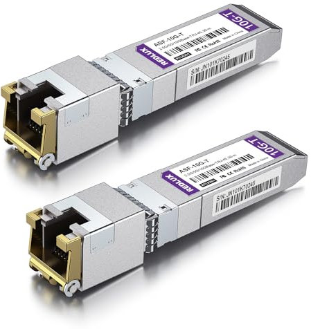REDLUX 2.5/5/10G SFP+ to RJ45 Module, CAT.6a/CAT7 RJ45 Connector, up to 30m, 10GBase-T Copper Transceiver Compatible for Cisco SFP-10G-T, Ubiquiti UF-RJ45-10G, Meraki, Fortinet, D-Link, etc. 2-Pack.