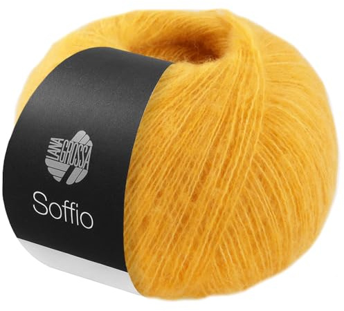LANA GROSSA Soffio | Flauschiges Lace-Garn aus Merino- & Baumwolle mit 10% Kaschmir | Handstrickgarn aus 60% Schurwolle (Merino superfein), 30% Baumwolle (Bio) | 25g zum Stricken | 212m Garn FB 7