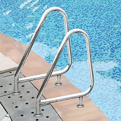 Barandilla para Piscina Barandillas para piscina Juego de 2 barandillas para piscina Barandilla para piscina de 32 x 35,4 pulgadas Barandilla para piscina de acero inoxidable 304 Barandilla para pisc
