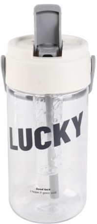 Reusable Plastic Water Bottles, 800ml Cute Water Bottle with Straw Fruit Infuser Water Bottle with Straw Simply Modern Water Bottle Water Bottle (White)