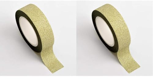 Italian Options Gold Glitter Washi Adhesive Tape (15mm x 10 Metre) (Pack of 2)